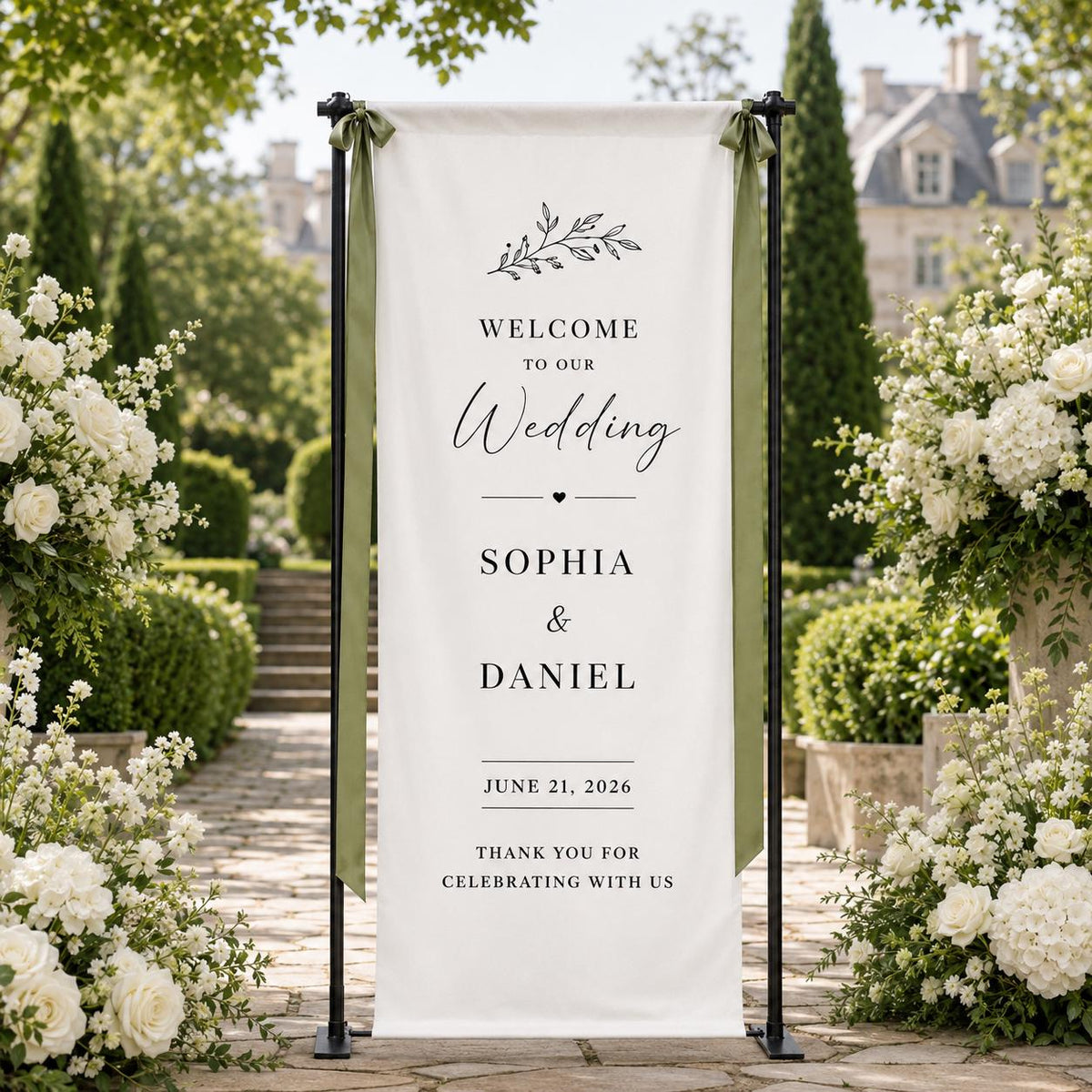 Custom Fabric Wedding Welcome Sign, Modern Linen Wedding Sign, Wedding Banner, Personalised Wedding Decor, Engagement Party Sign, Reception