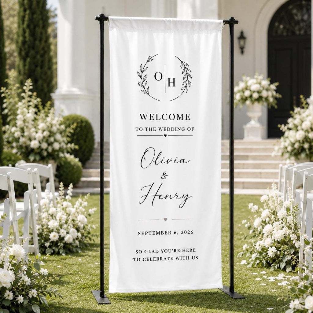 Custom Fabric Wedding Welcome Sign, Modern Linen Wedding Sign, Wedding Banner, Personalised Wedding Decor, Engagement Party Sign, Reception