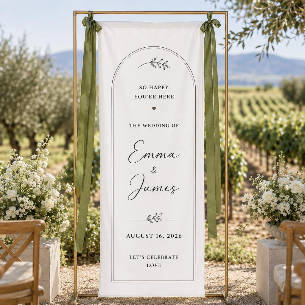 Custom Fabric Wedding Welcome Sign, Modern Linen Wedding Sign, Wedding Banner, Personalised Wedding Decor, Engagement Party Sign, Reception