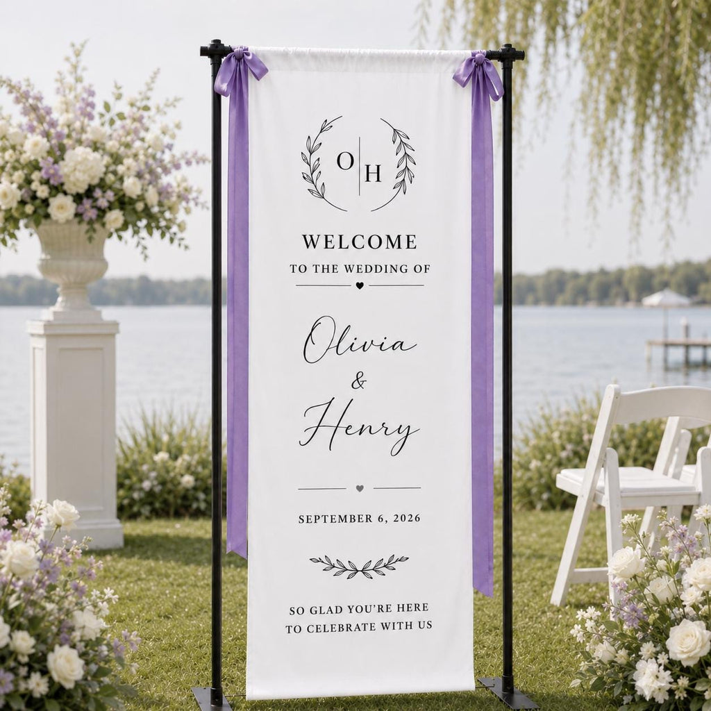 Custom Fabric Wedding Welcome Sign, Modern Linen Wedding Sign, Wedding Banner, Personalised Wedding Decor, Engagement Party Sign, Reception