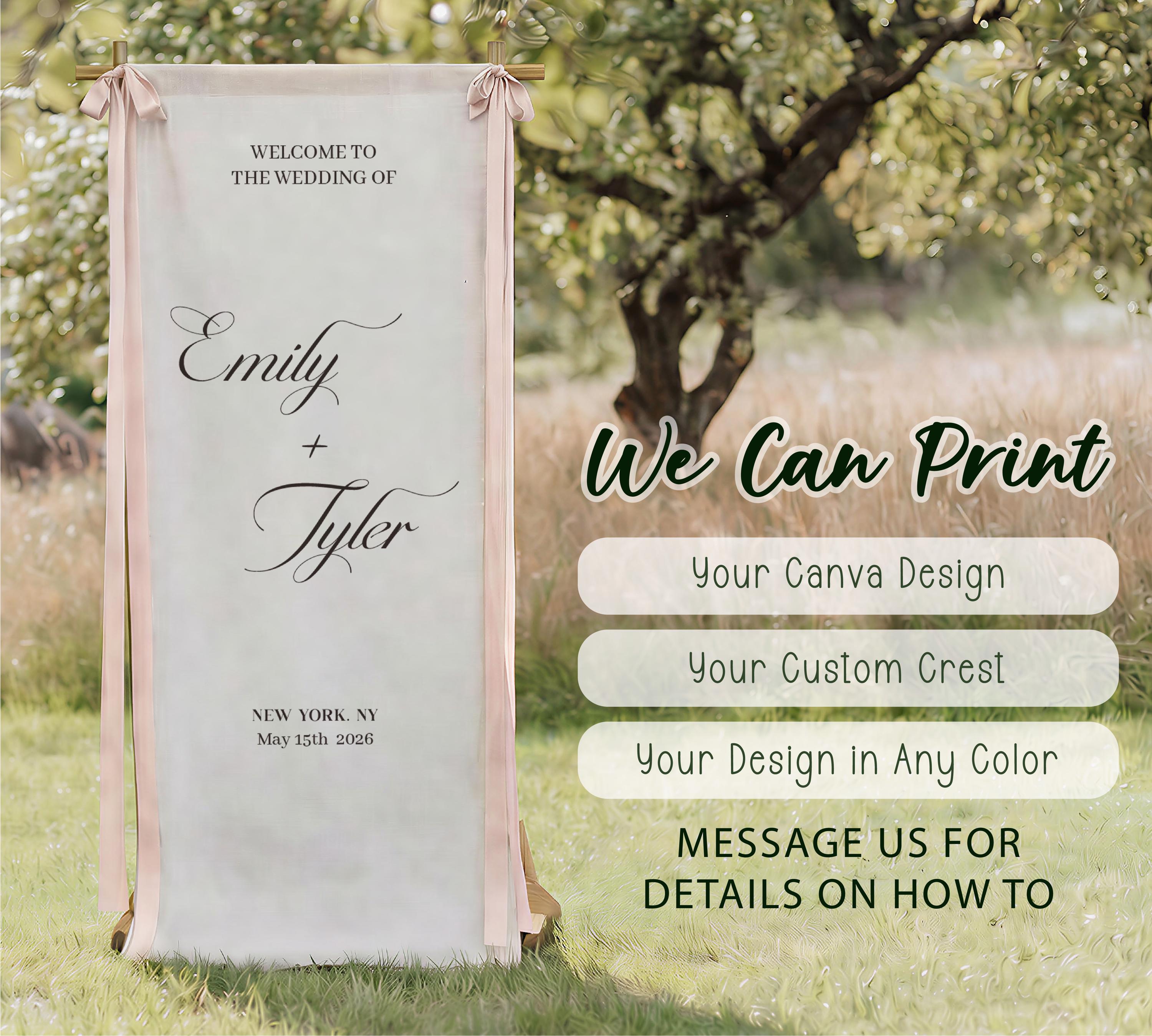 Custom Linen Wedding Welcome Sign - Personalized Boho Ceremony Decor with Name & Date