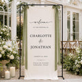 Custom Wedding Banner, Personalized Linen Fabric Sign, Wedding Welcome Decor, Ceremony Backdrop Banner with Names and Date
