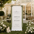 Custom Linen Wedding Welcome Sign, Fabric Wedding Banner, Personalized Ceremony Decor, Modern Wedding Entrance Sign