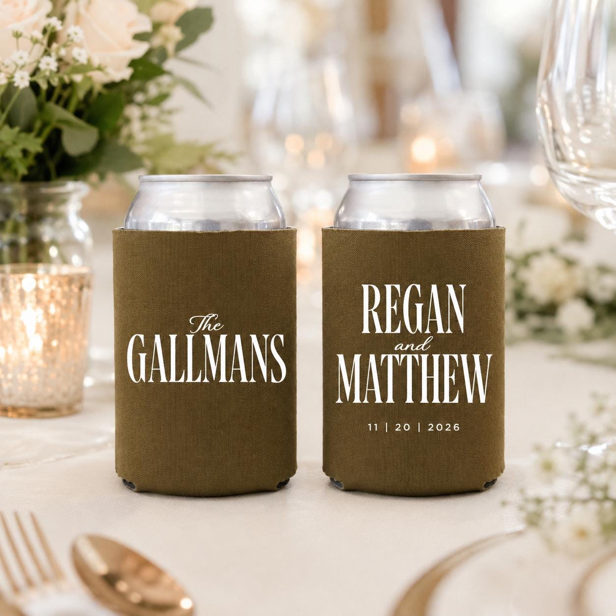 Custom Wedding Can Coolers Personalized Wedding Favor Beverage Holder Reception Drink Sleeve Bridal Shower Party Gift