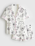 Til Death Bachelorette Satin Pajama Set, Womens Halloween Wedding Pjs, Short Sleeve Silky Sleepwear, Spooky Bridal Loungewear