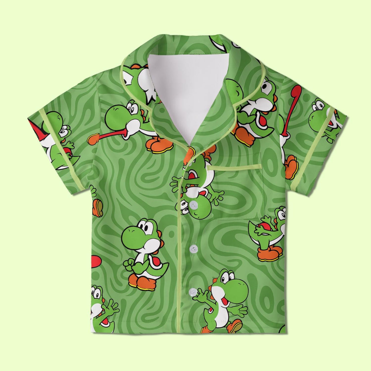 Yoshi Pajamas Satin, Super Mario World Pajamas, Super Nintendo World Vacation Pajamas For Kid, Birthday Gift, Kids Weekend Pajamas