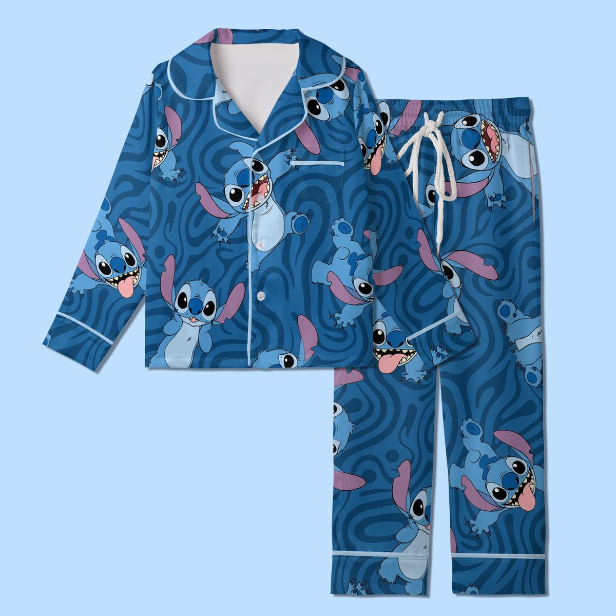 Stitch Pajamas Satin, Lilo And Stitch Sleepwear, Magical Kingdom Vacation Pajamas, Cute Kids Birthday Gift, Kids Weekend Pajamas