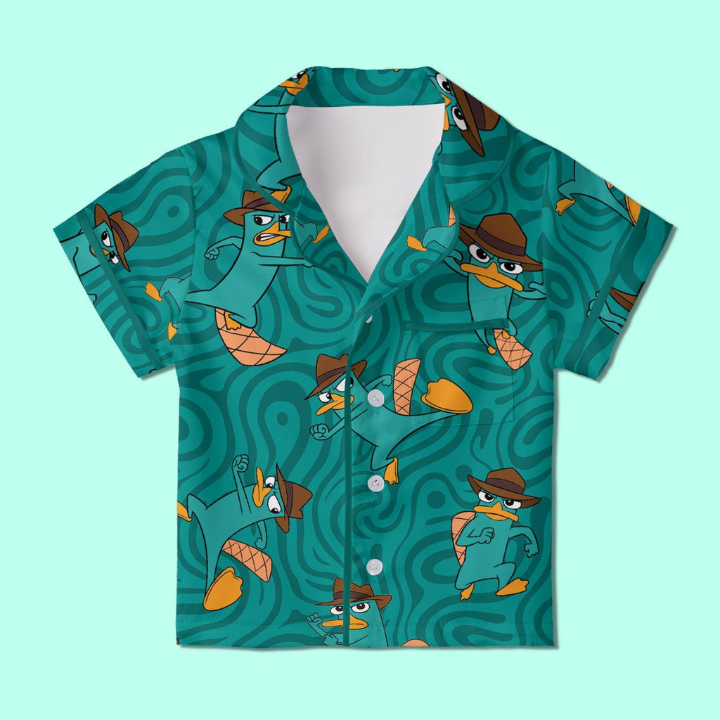 Perry The Platypus Kids Pajamas Satin, Agent P Inspired Youth Sleepwear, Disney Perry Vacation Pajamas, Funny Platypus Gift, Family Matching