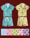 Cute Cartoon Character Pajamas Satin, Sanrio Inspired Sleepwear, Family Matching Pajamas, Kids Birthday Gift, Slumber Party Gifts