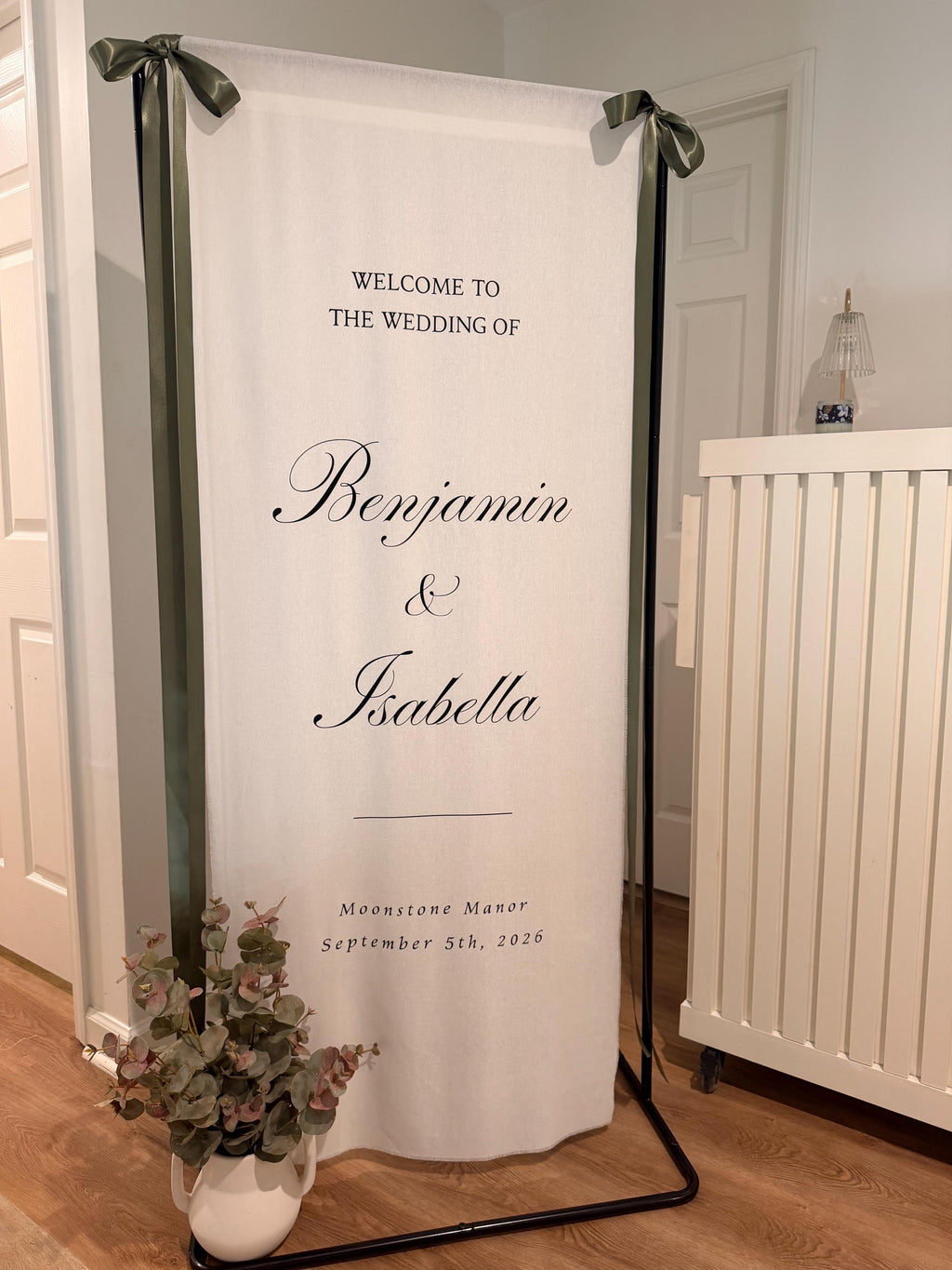 Linen Wedding Welcome Sign | Custom Fabric Banner