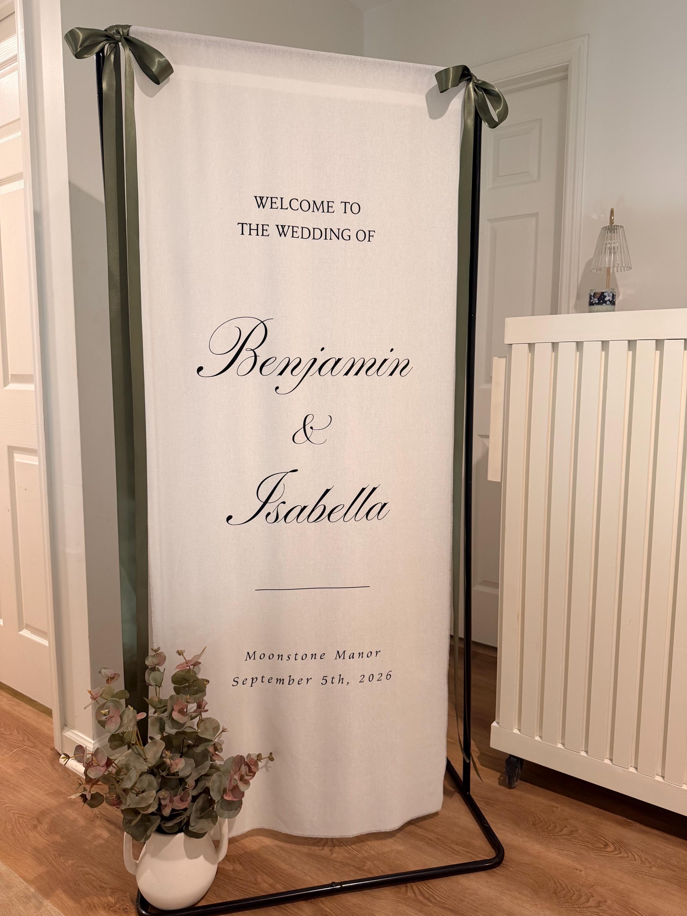 Linen Wedding Welcome Sign | Custom Fabric Banner