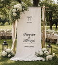 Custom Linen Wedding Welcome Banner | Personalized Rustic Entrance Tapestry