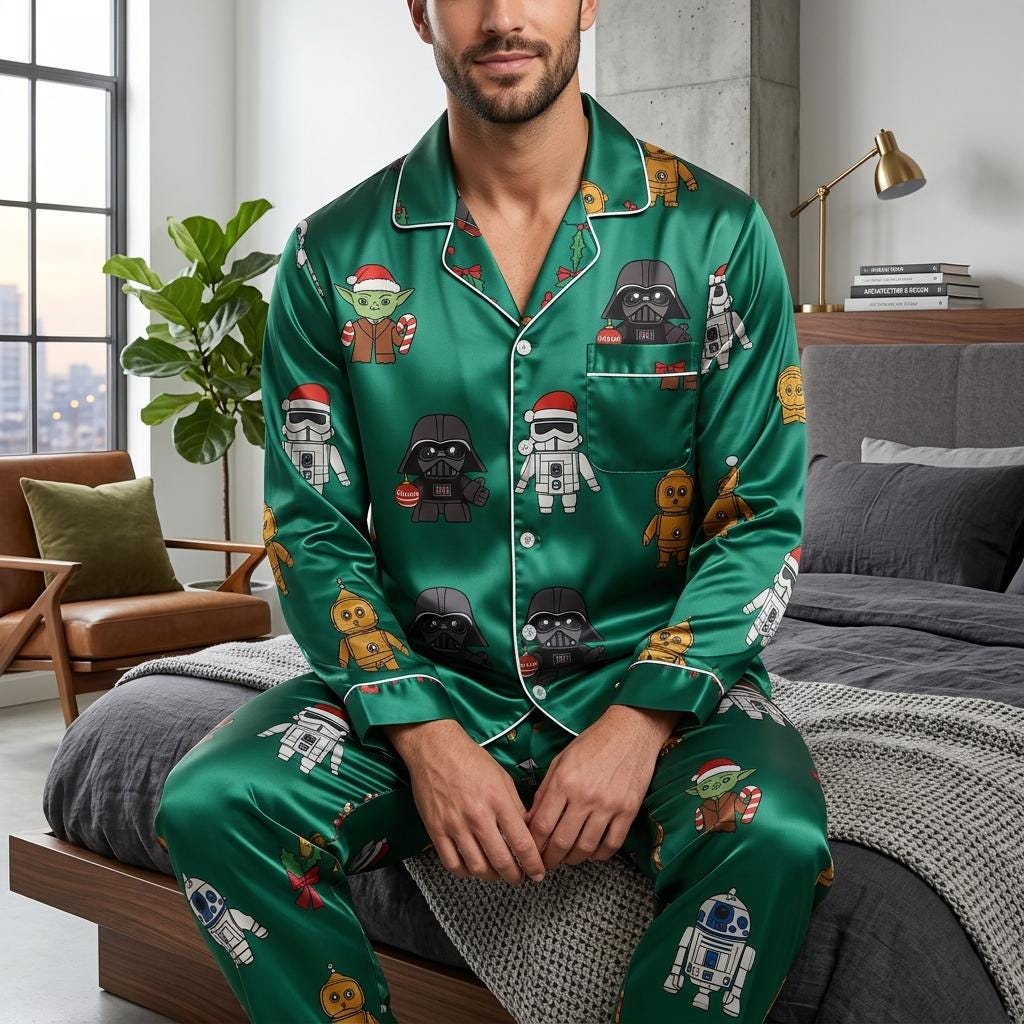 Disney Star Wars Christmas Satin Pajamas Set, Darth Vader Storm Trooper Pajamas, Star Wars Galaxy's Edge Pajamas, Family Matching Pajamas