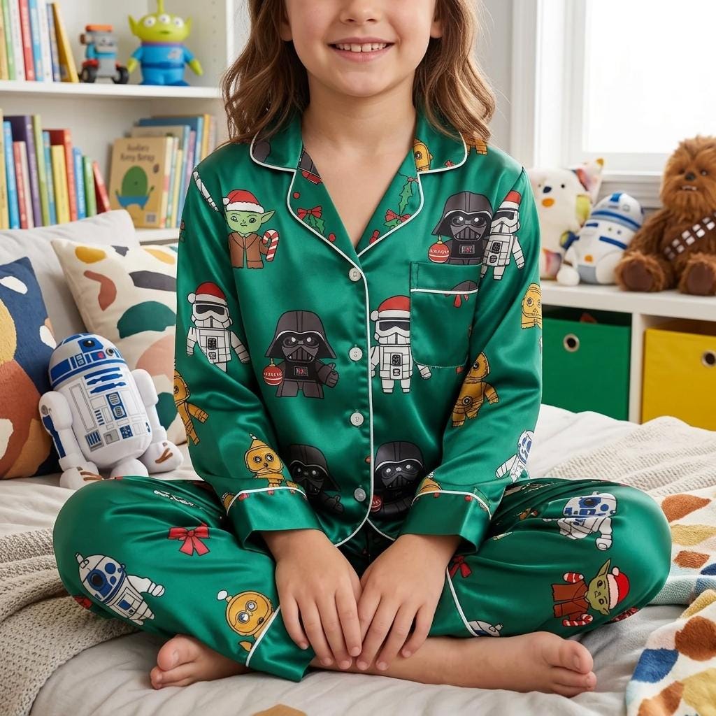 Disney Star Wars Christmas Satin Pajamas Set, Darth Vader Storm Trooper Pajamas, Star Wars Galaxy's Edge Pajamas, Family Matching Pajamas