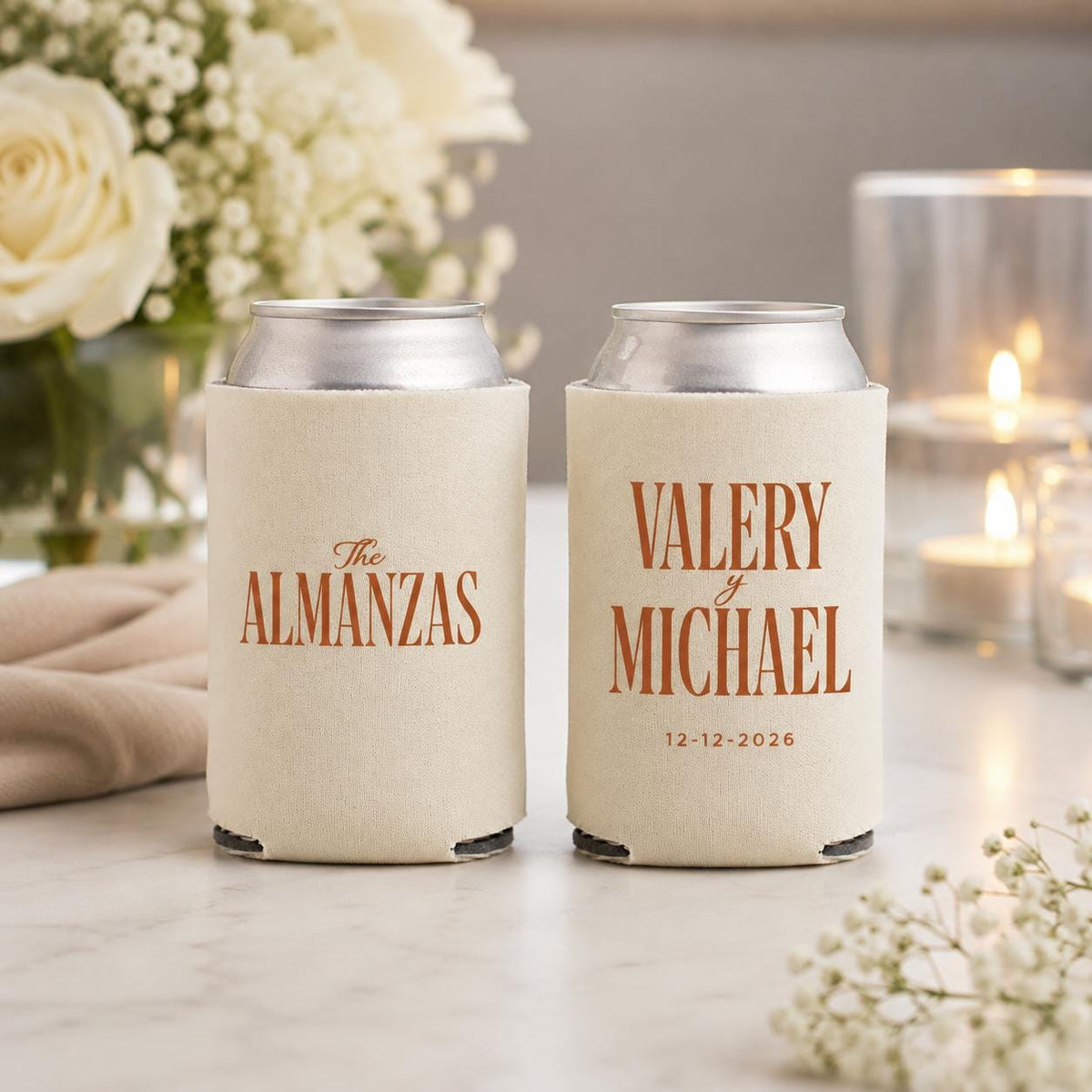 Custom Wedding Can Coolers Personalized Wedding Favor Beverage Holder Reception Drink Sleeve Bridal Shower Party Gift