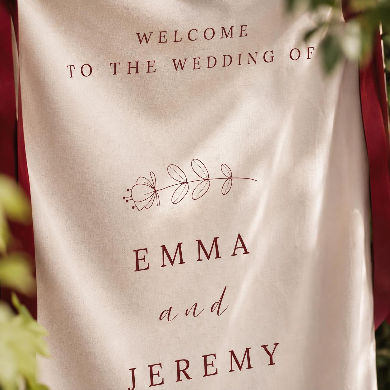 Personalized Linen Wedding Welcome Sign,Custom Fabric Wedding Banner,Modern Ceremony Decor, Outdoor Wedding Decoration,Engagement Party Sign