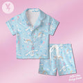 Little Fluffy Puppy Satin Pajamas Set, Japan Kawaii Sleepwear, Japan Character Shirt, Family Matching Pajamas shirt