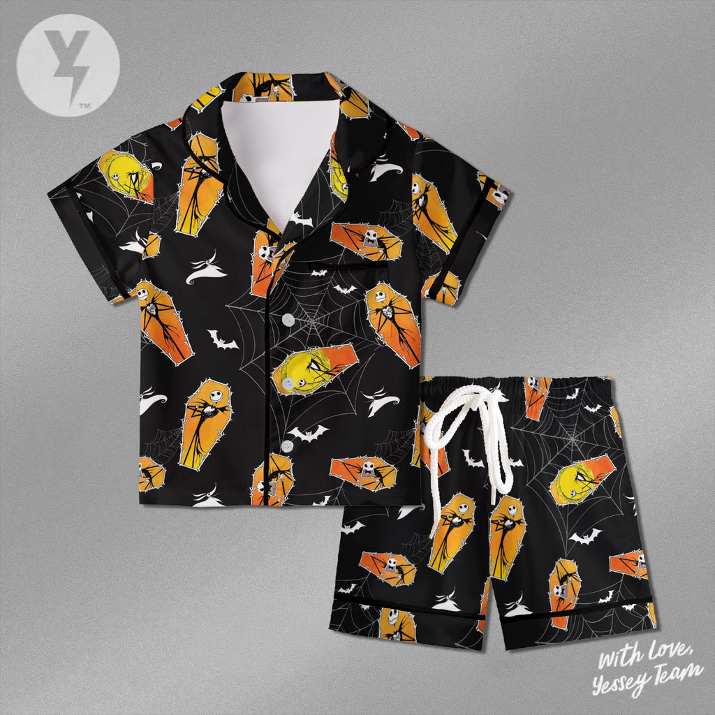 Jack Skellington Coffin Pajamas Satin, Disney The Nightmare Before, Jack Skellington Sleepwear, Nightmare before Christmas Family Matching