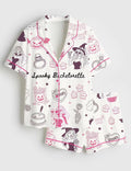 Spooky Bachelorette Pajamas, Halloween Silky Satin PJS, Bride Sleepwear, Cute Fall Loungewear