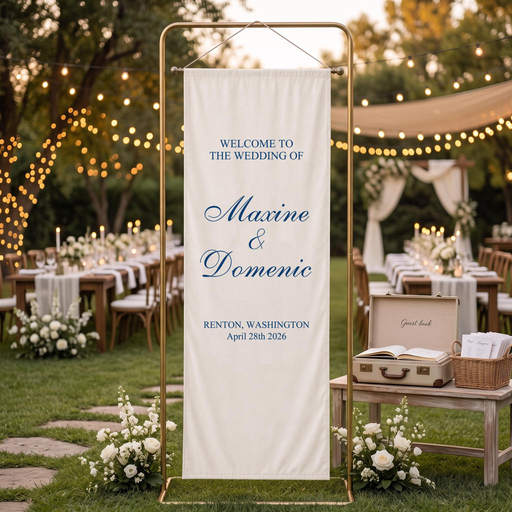 Custom Fabric Welcome Wedding Sign, Personalized Linen Wedding Welcome Sign, Linen Wedding Banner, Wedding Decor, Engagement Party Sign