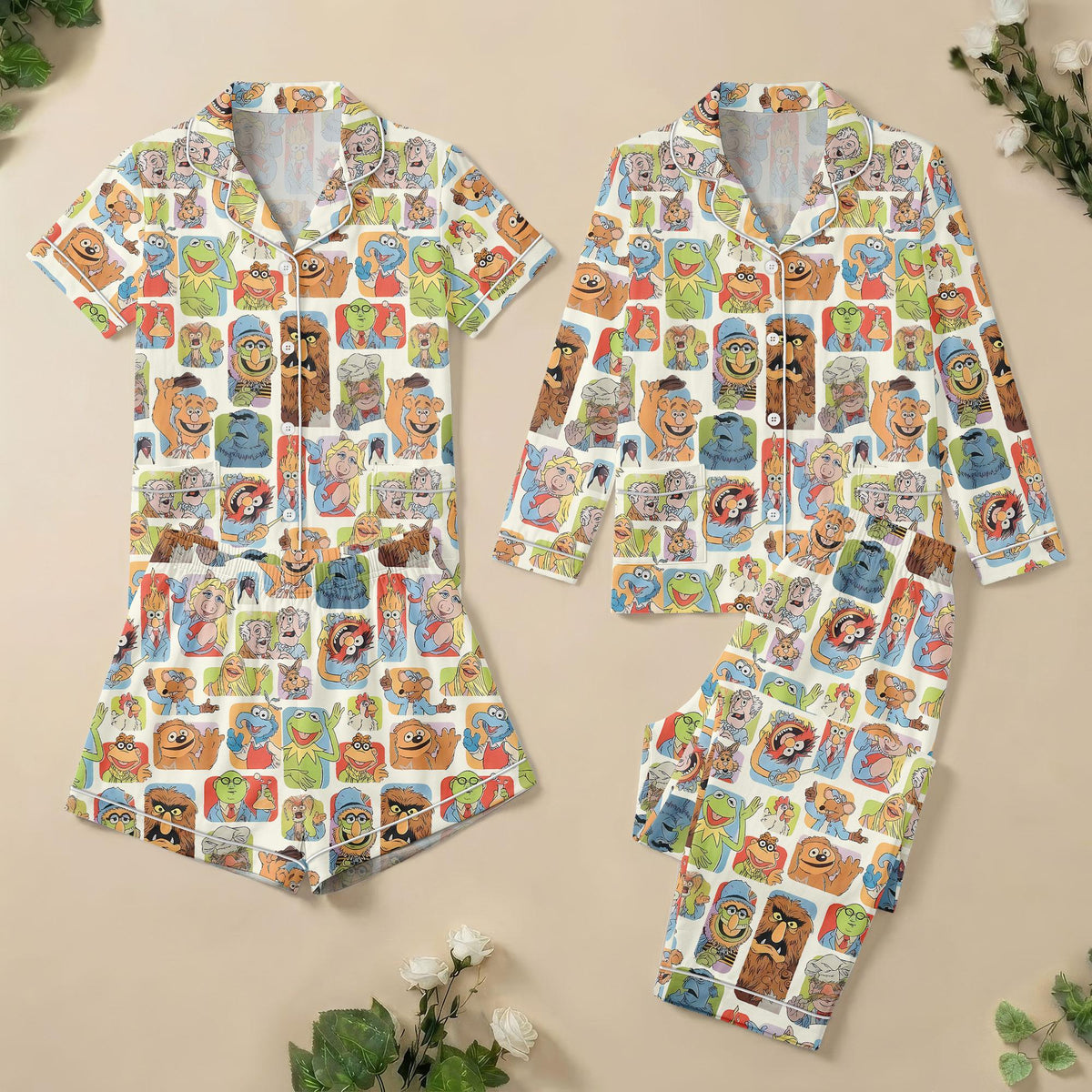The Muppets Matching Pajamas, Classic TV Show Characters Sleepwear, Kermit Miss Piggy PJs, Cozy Loungewear, Holiday Pjs, Gift For Her