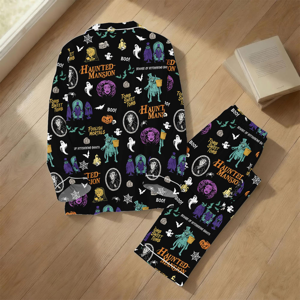 Haunted Mansion Pajamas, Spooky Theme Park Ride Sleepwear, Ghost Ride PJs, Cozy Loungewear, Halloween Movie Shorts Pjs, Gift For Her