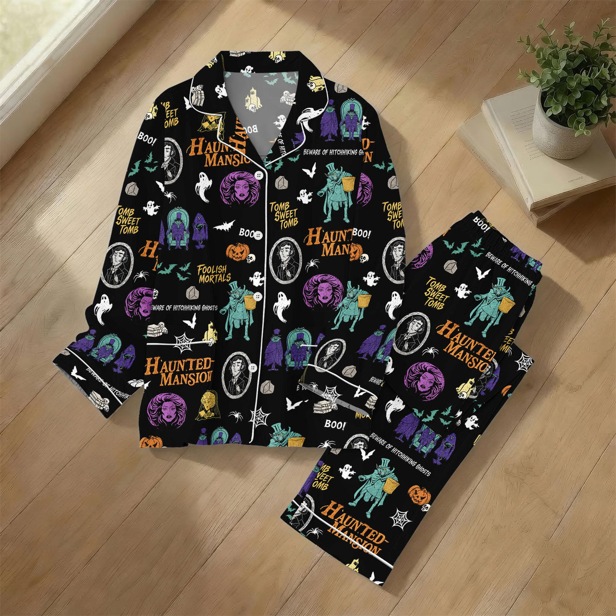Haunted Mansion Pajamas, Spooky Theme Park Ride Sleepwear, Ghost Ride PJs, Cozy Loungewear, Halloween Movie Shorts Pjs, Gift For Her