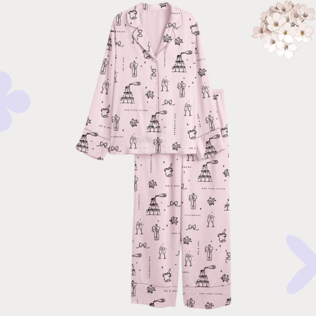 Champagne Bridal Pajama Set - Matching Bridesmaid Pajamas - Bachelorette Party PJ Set, Getting Ready Pjs