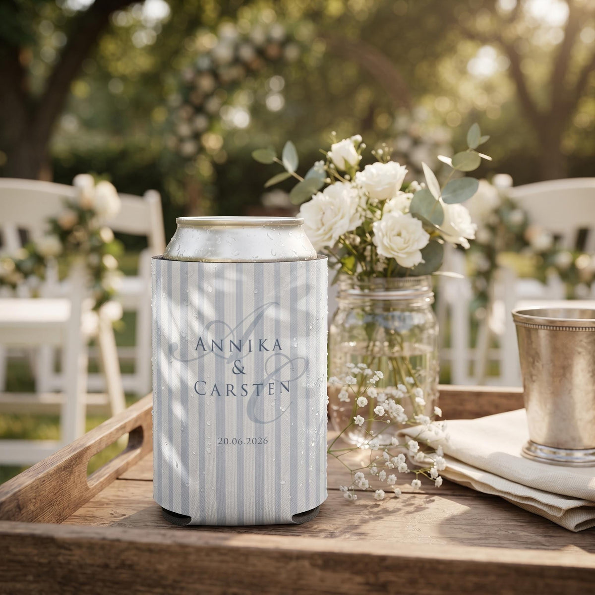 Custom Wedding Slim Can Cooler, Personalized Monogrammed Can Cooler, Neoprene Drink Holder for Wedding Bachelorette Party Bridal Shower Gift