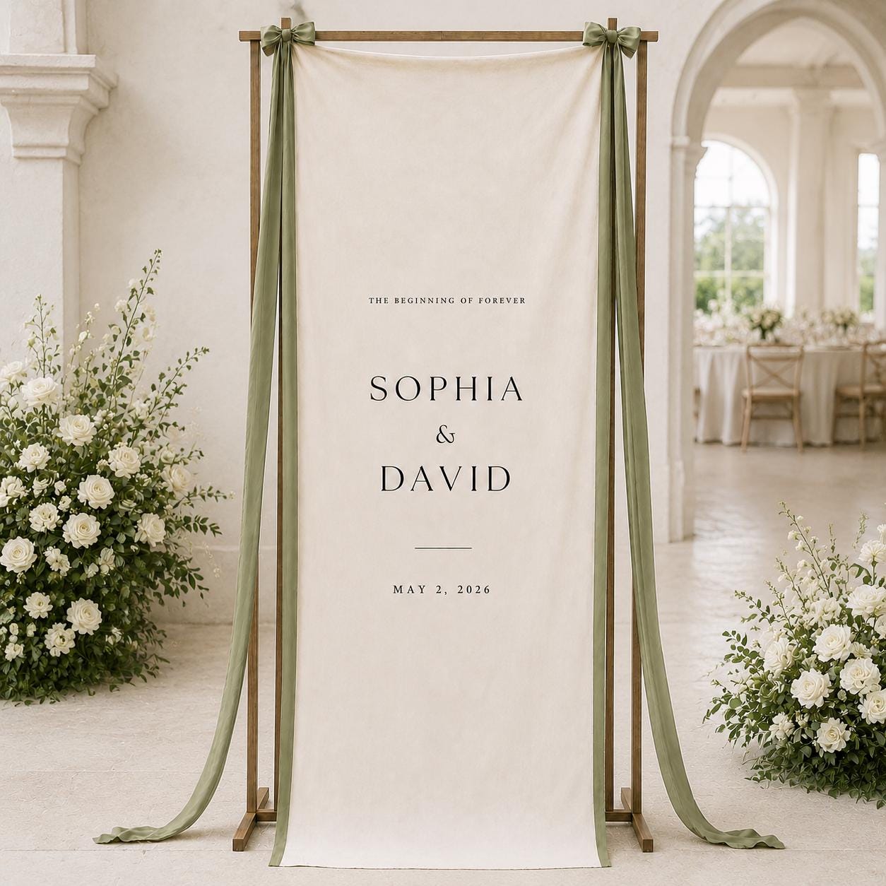 Personalized Wedding Welcome Sign Banner, Custom Linen Wedding Banner, Elegant Fabric Wedding Sign, Ceremony Reception Backdrop Decor