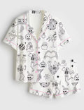 Spooky Bachelorette Pajamas, Til Death Do Us Part Short Sleeve Satin Pjs, Halloween Wedding Party Sleepwear, Whimsical Bridal Lounge Gifts