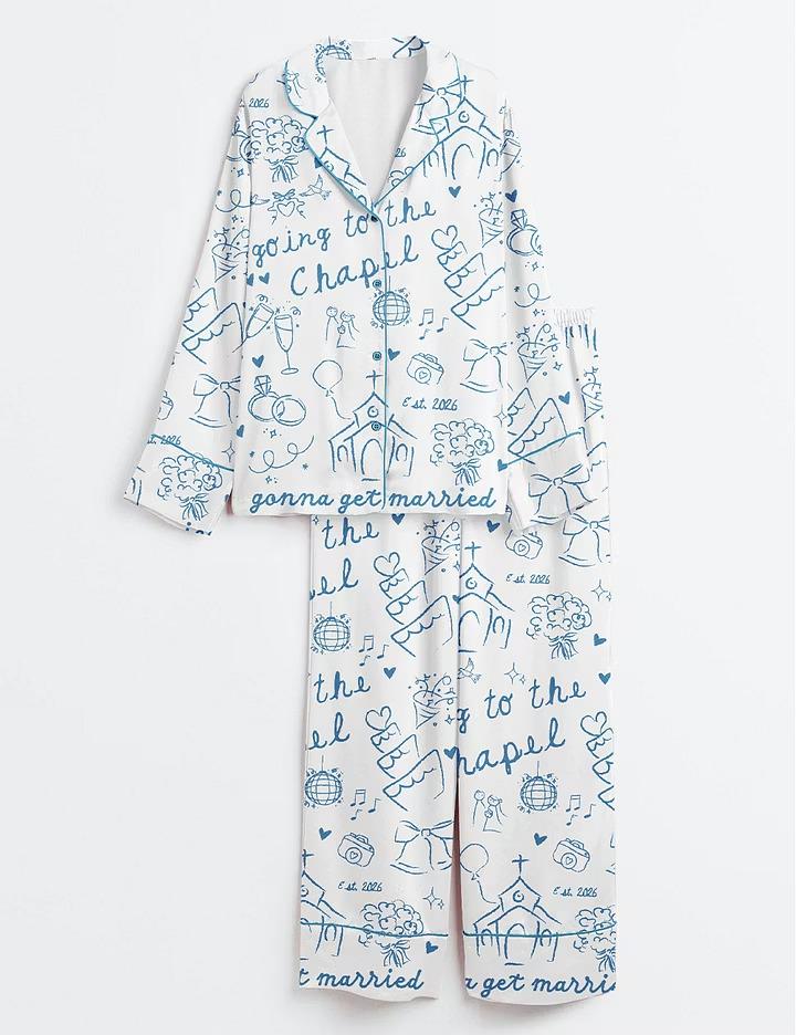 Bride Est 2026 Pajamas, Going To The Chapel Short Sleeve Satin Pjs, Bridal Party Wedding Sleepwear, Silky Bachelorette Getting Ready Gift