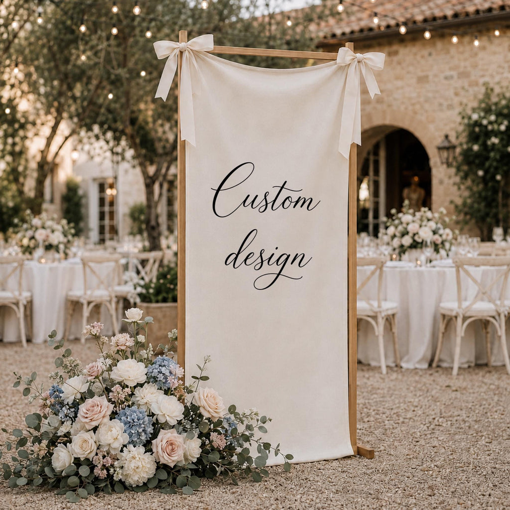 Custom Linen Sign, Custom Design Banner linen, Fabric Wedding Banner, Fabric Welcome Sign, Bridal Shower Banner, Event Party Decor