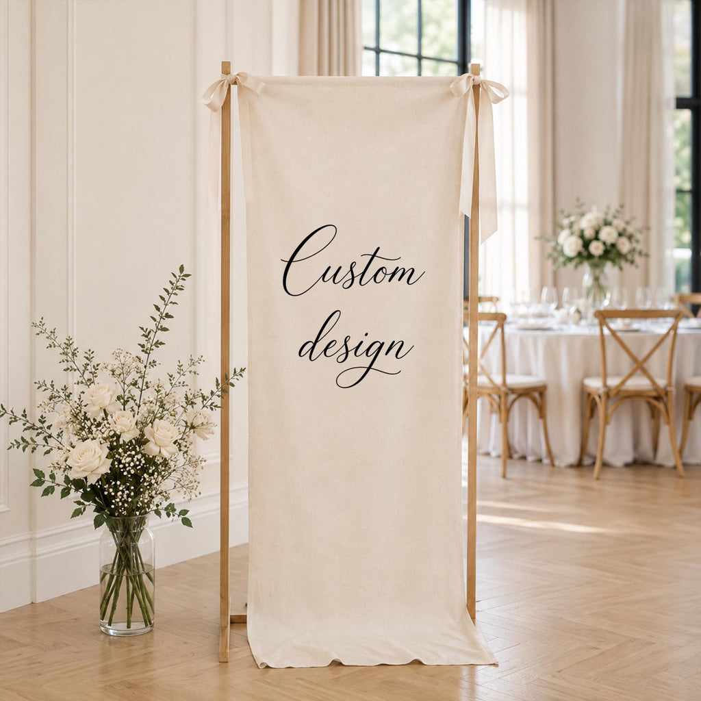 Custom Linen Sign, Custom Design Banner linen, Fabric Wedding Banner, Fabric Welcome Sign, Bridal Shower Banner, Event Party Decor