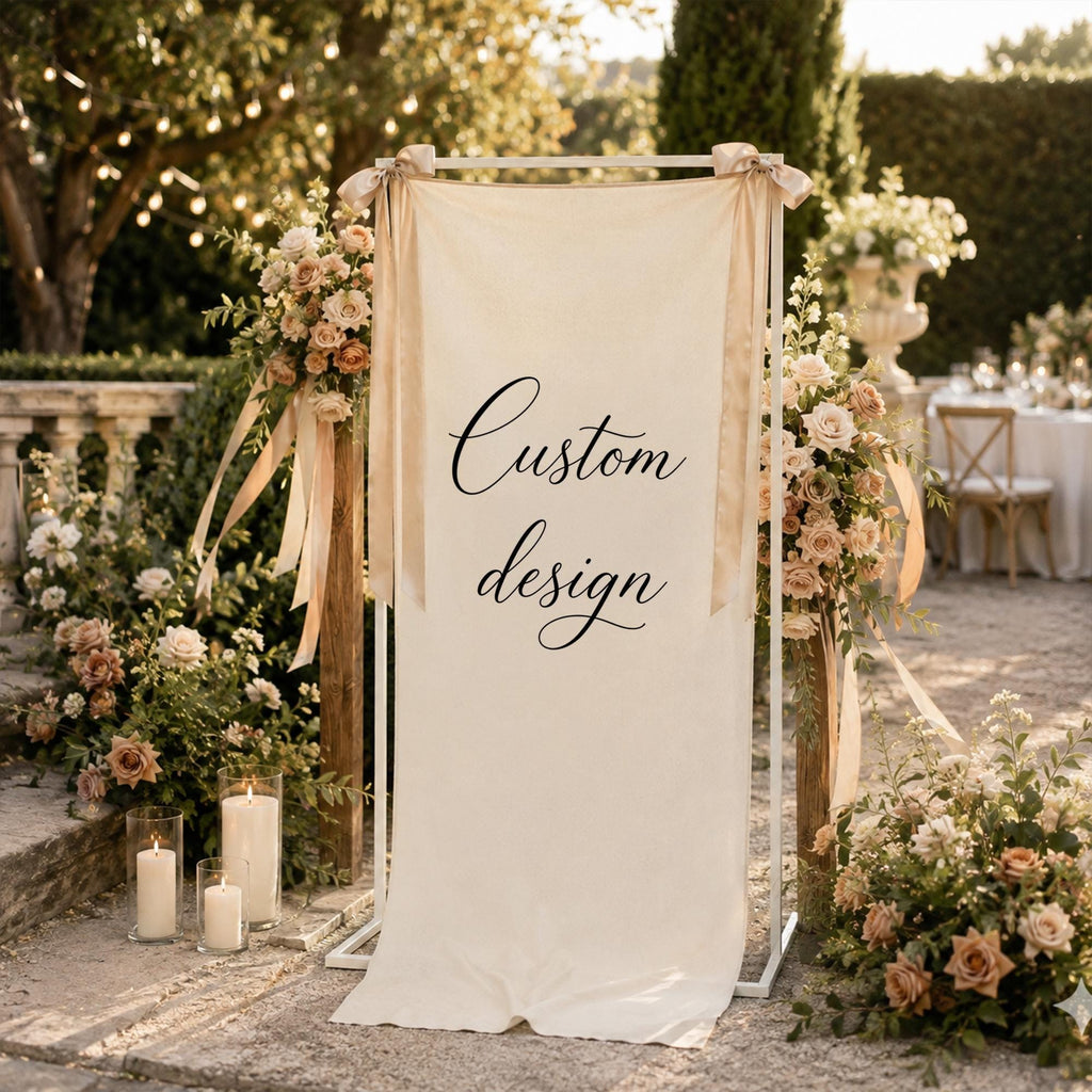 Custom Linen Sign, Custom Design Banner linen, Fabric Wedding Banner, Fabric Welcome Sign, Bridal Shower Banner, Event Party Decor