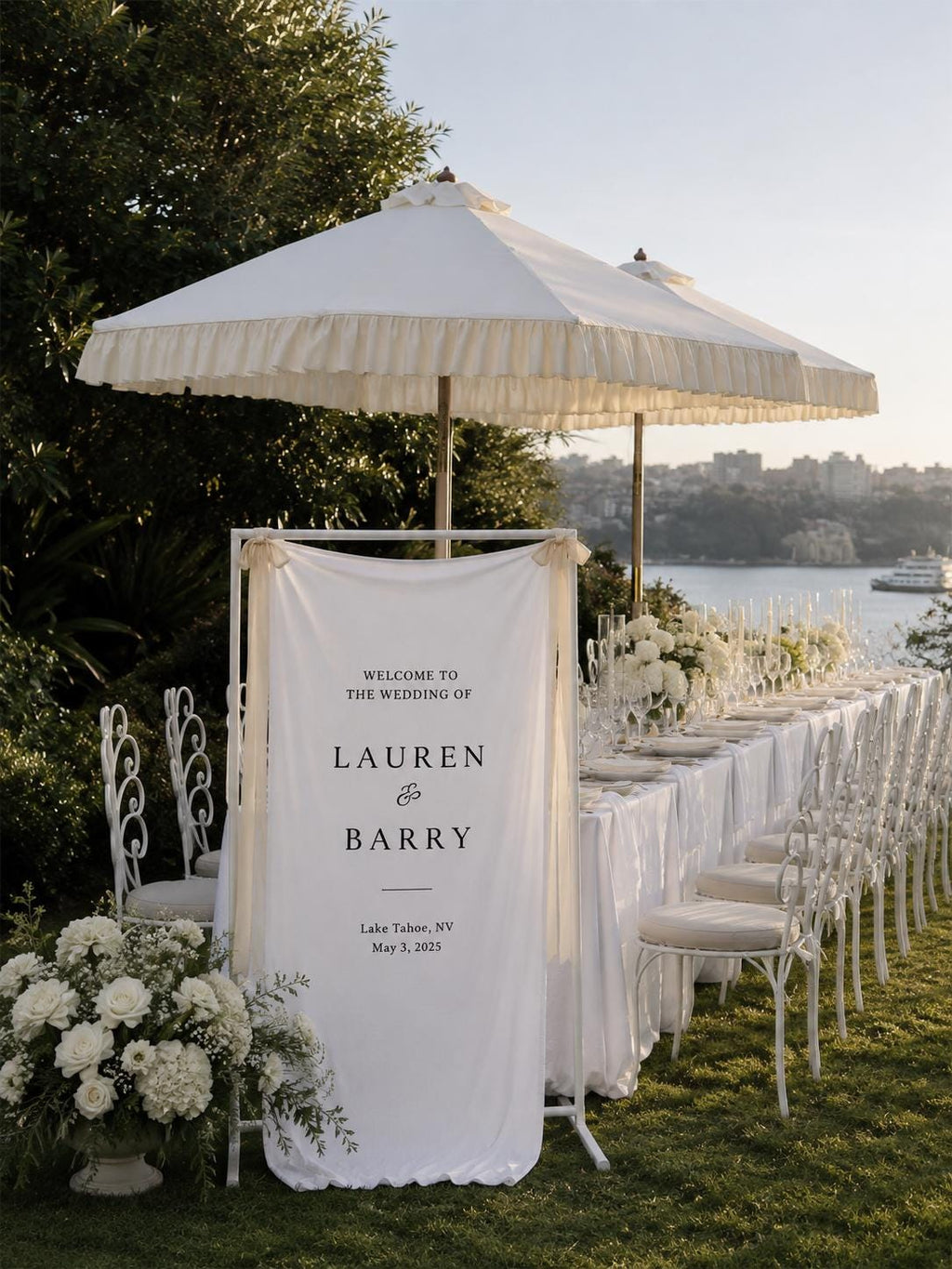 Custom Linen Wedding Welcome Sign Personalized Fabric Banner Boho Wedding Decor Engagement Party Sign Bridal Shower Baby Shower Party