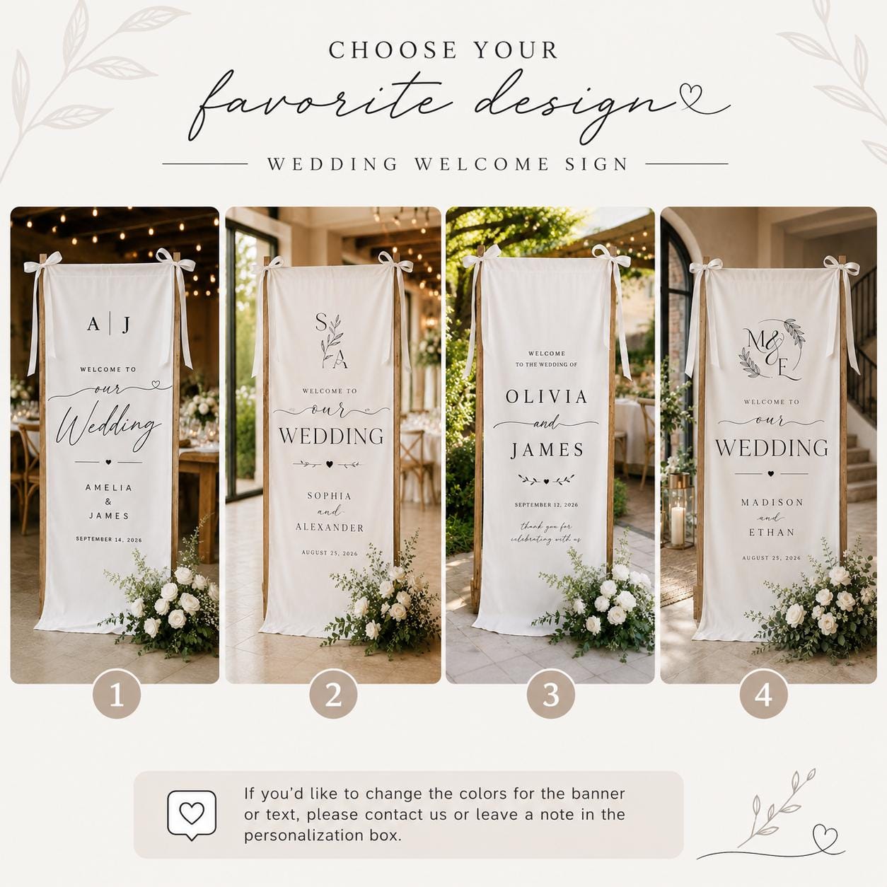 Custom Wedding Welcome Sign Vertical Fabric Wedding Banner Personalized Names & Date Backdrop Rustic Outdoor Ceremony Decors Wedding Sign