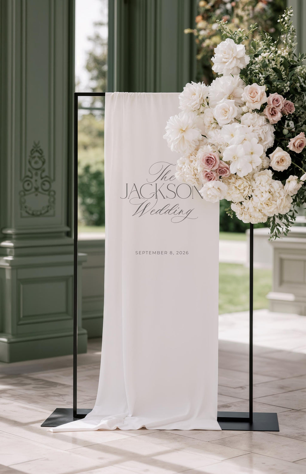 Fabric Wedding Sign - Personalized Wedding Banner - Modern Engagement Party Decor - Fabric Welcome Sign - Custom Linen Banner