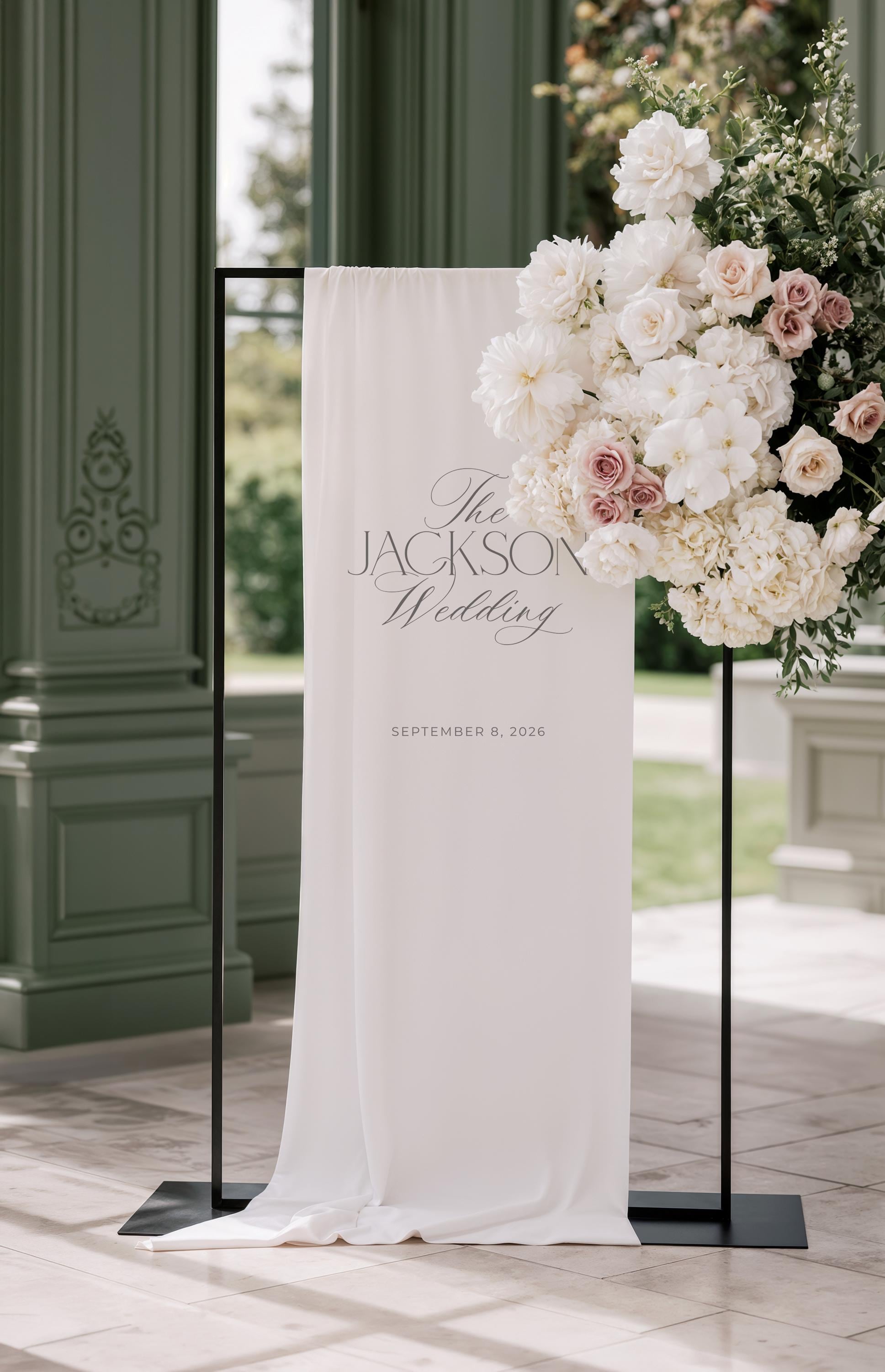 Fabric Wedding Sign - Personalized Wedding Banner - Modern Engagement Party Decor - Fabric Welcome Sign - Custom Linen Banner