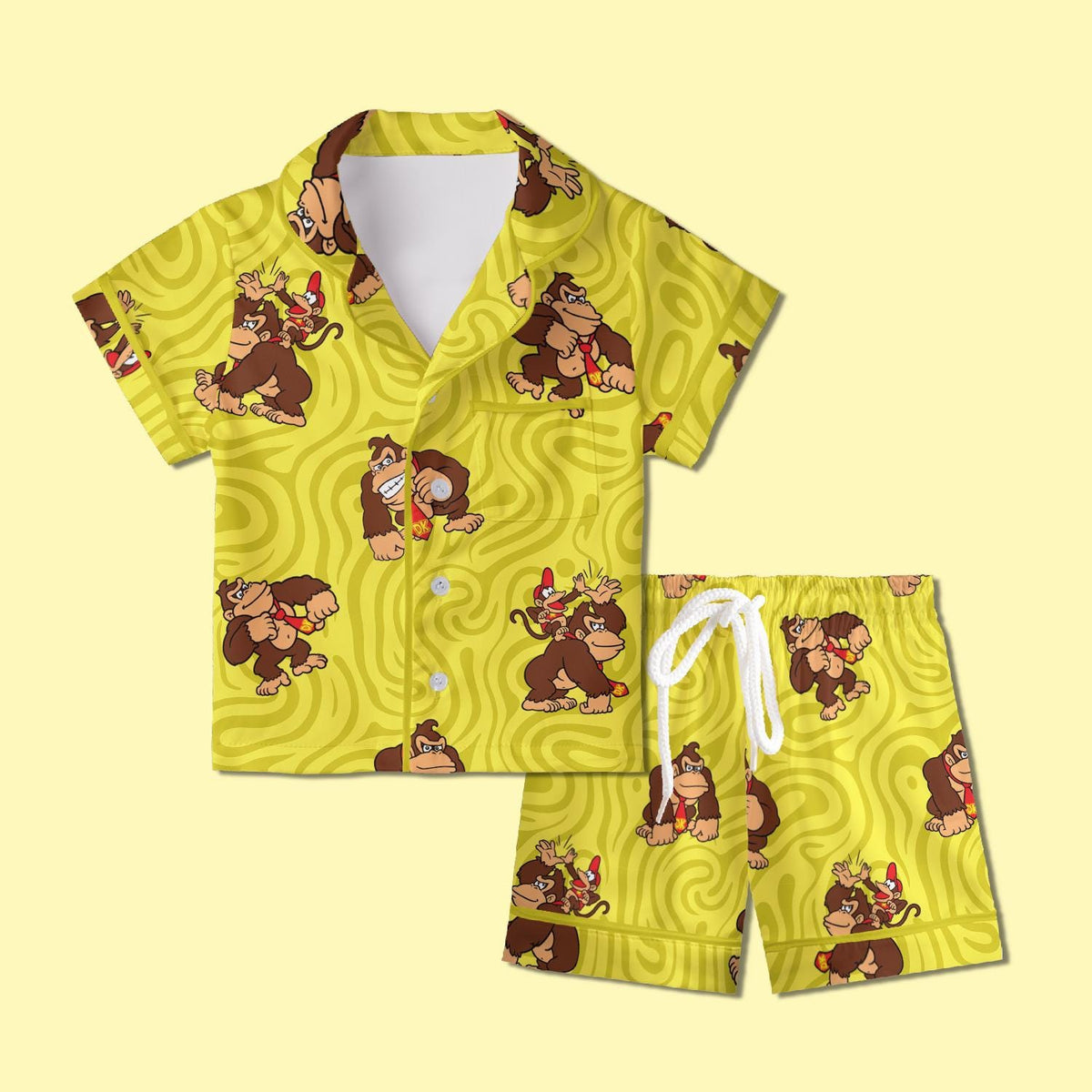 Donkey Kong Pajamas Satin, Super Mario World Pajamas, Super Nintendo World Vacation Pajamas For Kid, Birthday Gift, Kids Weekend Pajamas