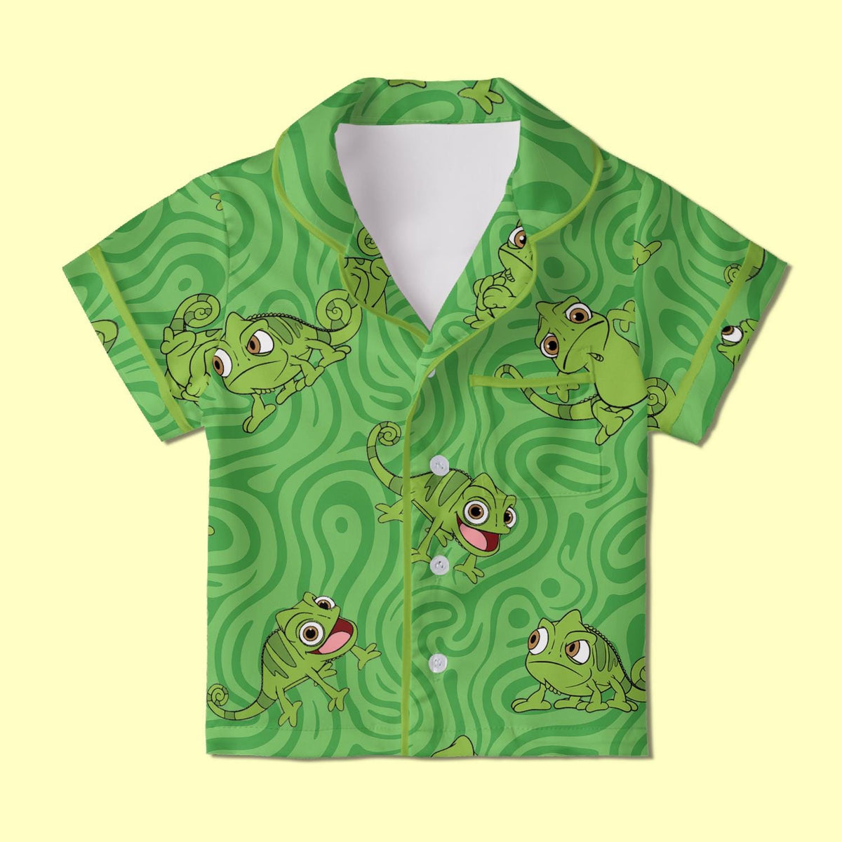 Pascal Chameleon Pajamas Satin, Tangled Theme Sleepwear, Magical Kingdom Lounge Set, Family Matching Pajamas, Kids Birthday Gift
