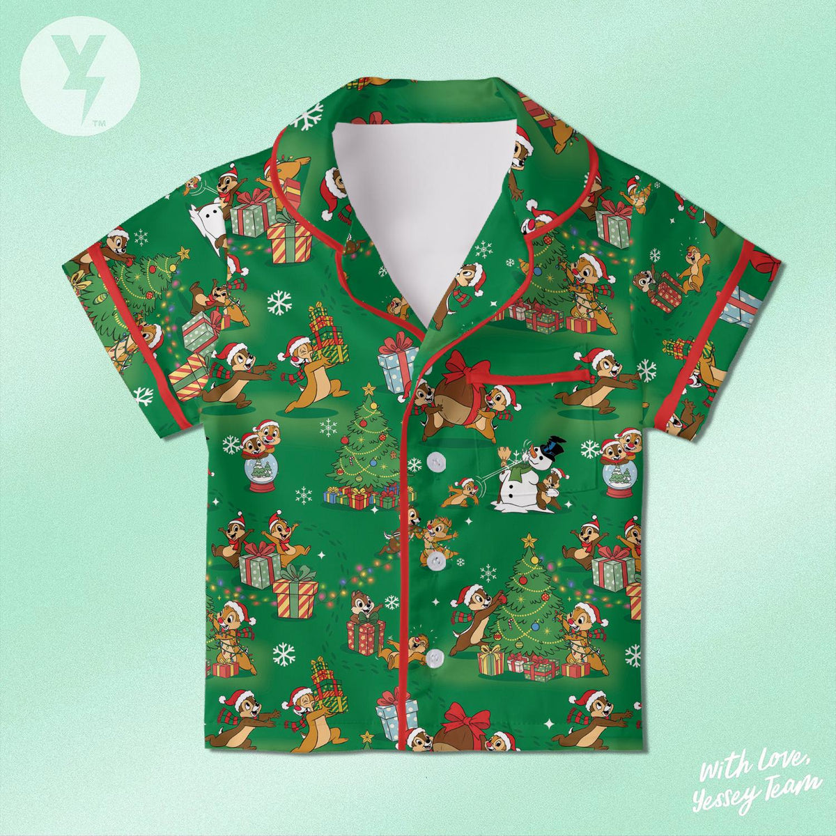 Disney Chip and Dale Christmas Pajamas Short, Double and Trouble Chip Dale Satin Pajamas, Disney Couple Christmas, Family Matching Pajamas