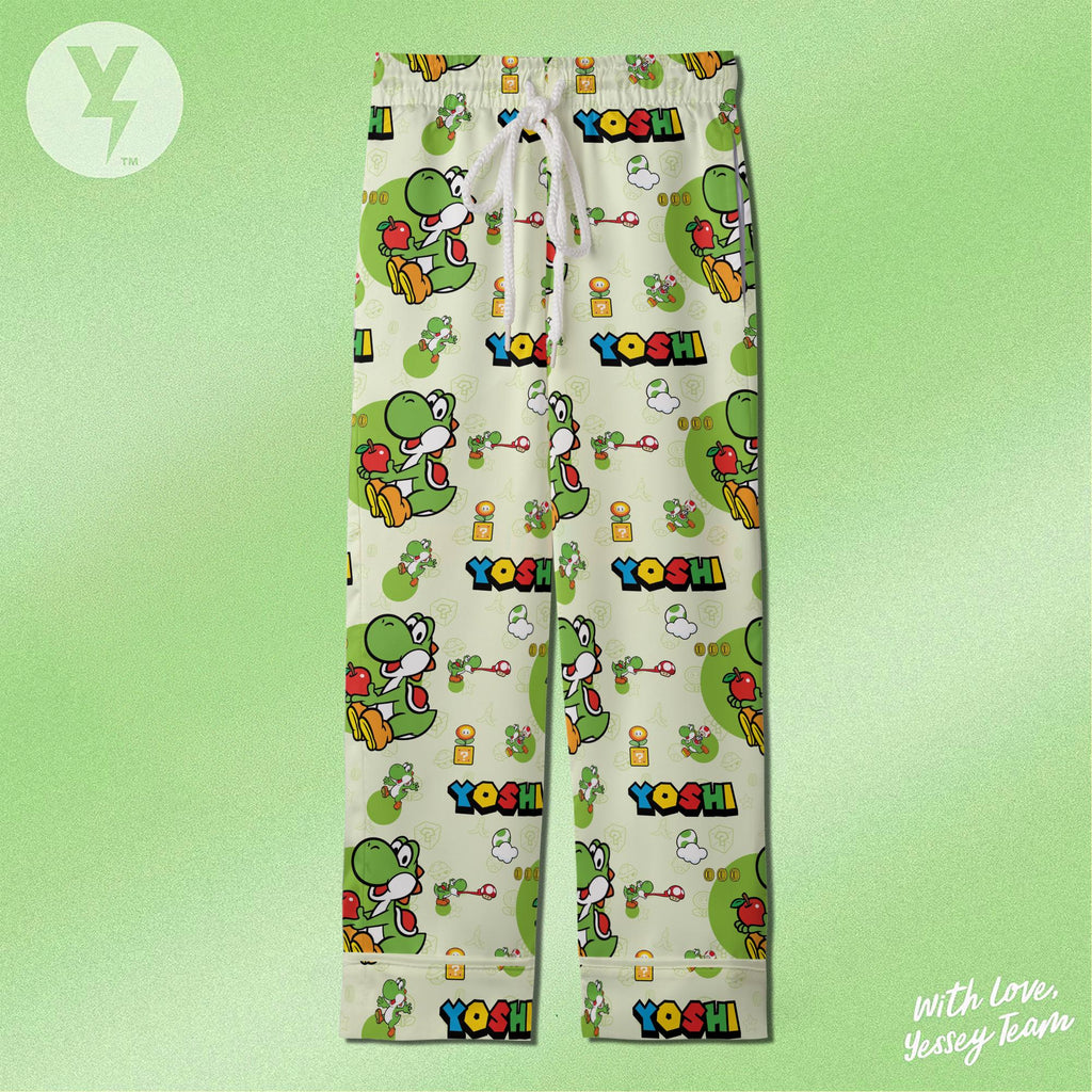 Yoshi Super Mario Pajamas Set, Nintendo Super Mario Sleepwear, Yoshi Shirt, Super Mario Family Matching Outfit