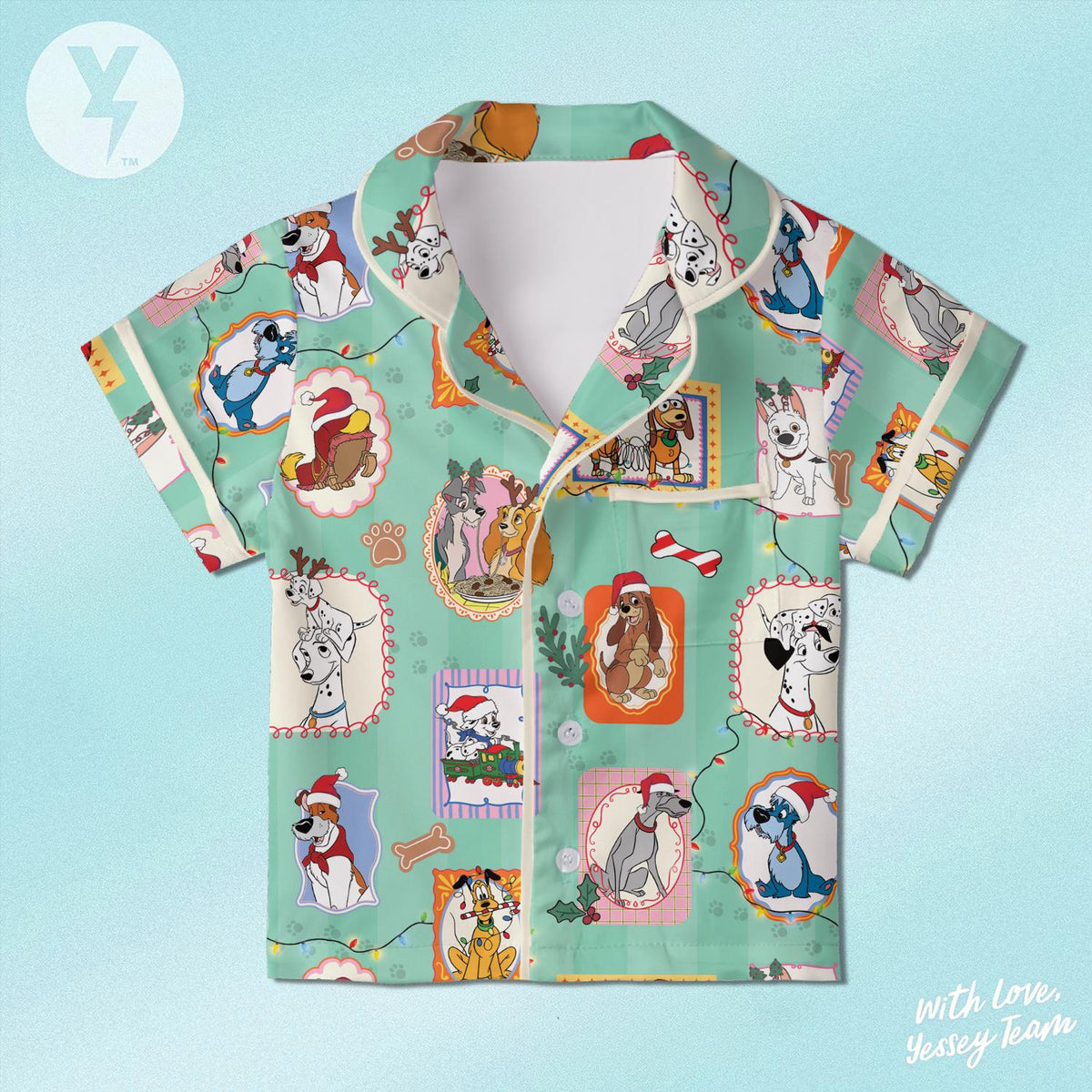 Disney Dogs Christmas Satin Pajamas Set, Disney Xmas Sleepwear, Pluto Slinky dog Lady and the Tramp, Disney Family Matching Pajamas