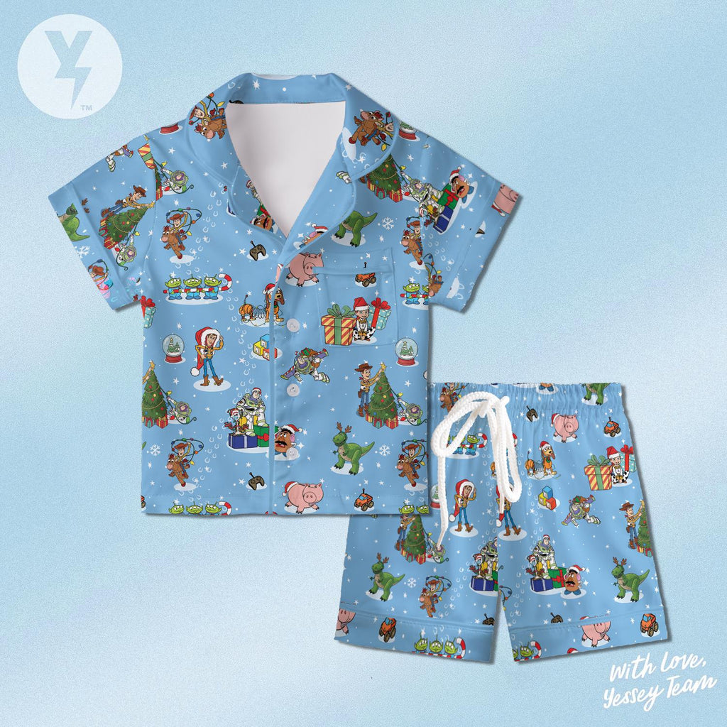 Disney Toy Story Christmas Pajamas Set, Pixar Buzz Lightyear Xmas Satin Pajamas, You've Got A Friends in me, Family Matching Pajamas