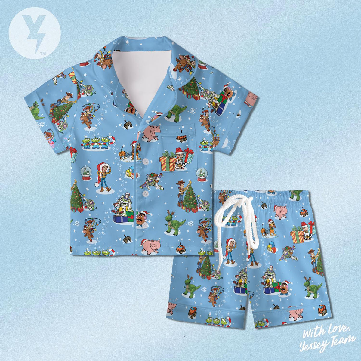 Disney Toy Story Christmas Pajamas Set, Pixar Buzz Lightyear Xmas Satin Pajamas, You've Got A Friends in me, Family Matching Pajamas
