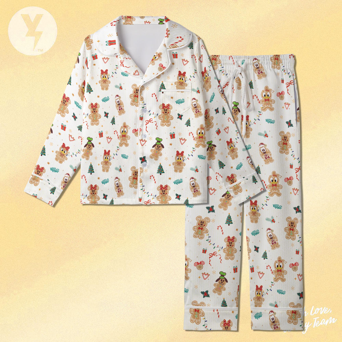 Disney Mickey & Friends Gingerbread Pajamas Set, Disney Gingerbread Sleepwear, Disney Gingerbread Family Matching Pajamas set