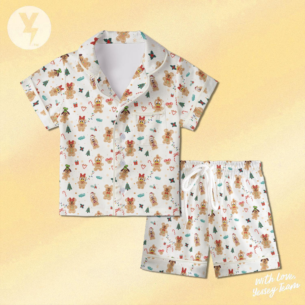 Disney Mickey & Friends Gingerbread Pajamas Set, Disney Gingerbread Sleepwear, Disney Gingerbread Family Matching Pajamas set