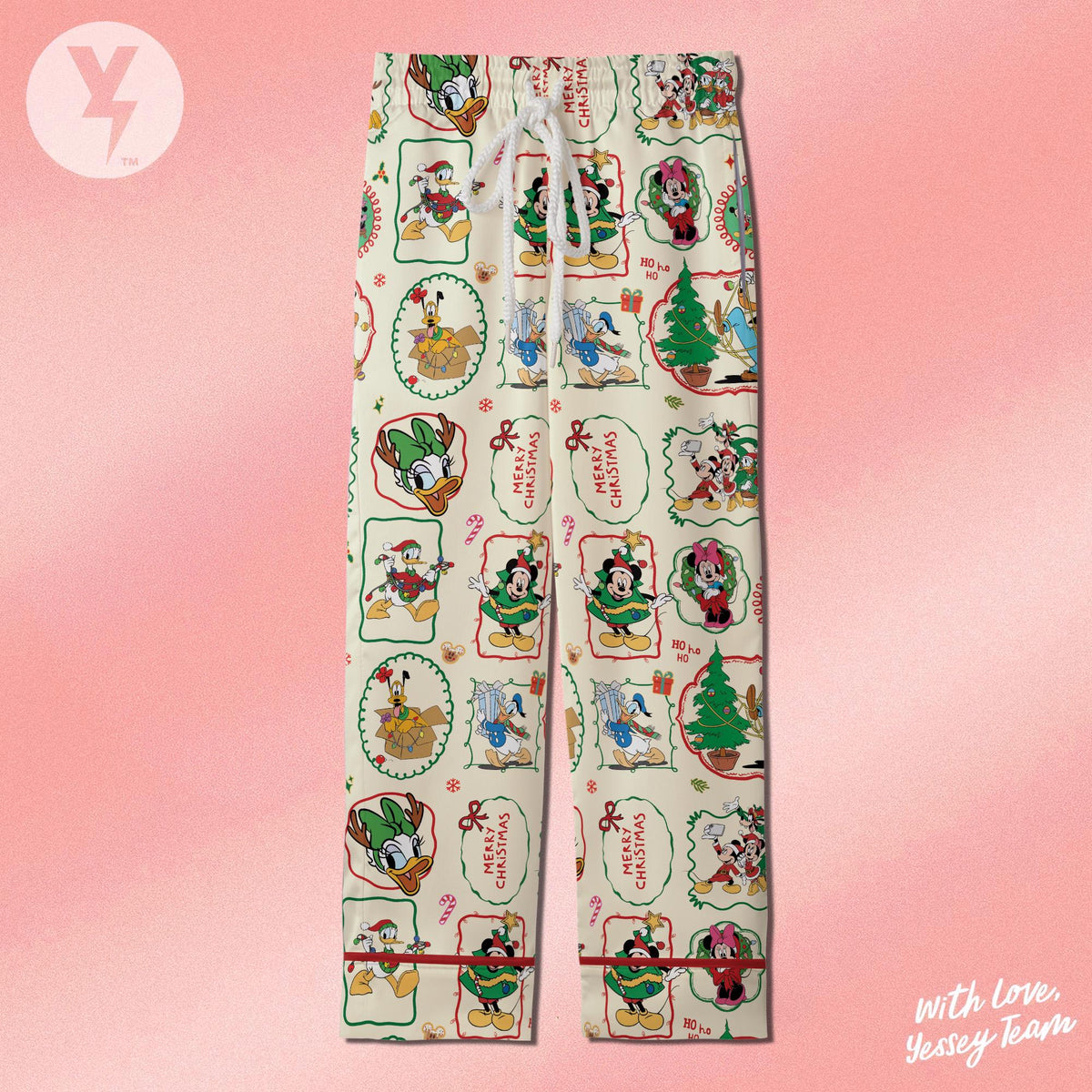 Mickey and Friends Christmas Party Pajamas Set, Mickey's Very Merry Christmas Satin Pajamas, Xmas Retro Disney Mickey and Friends