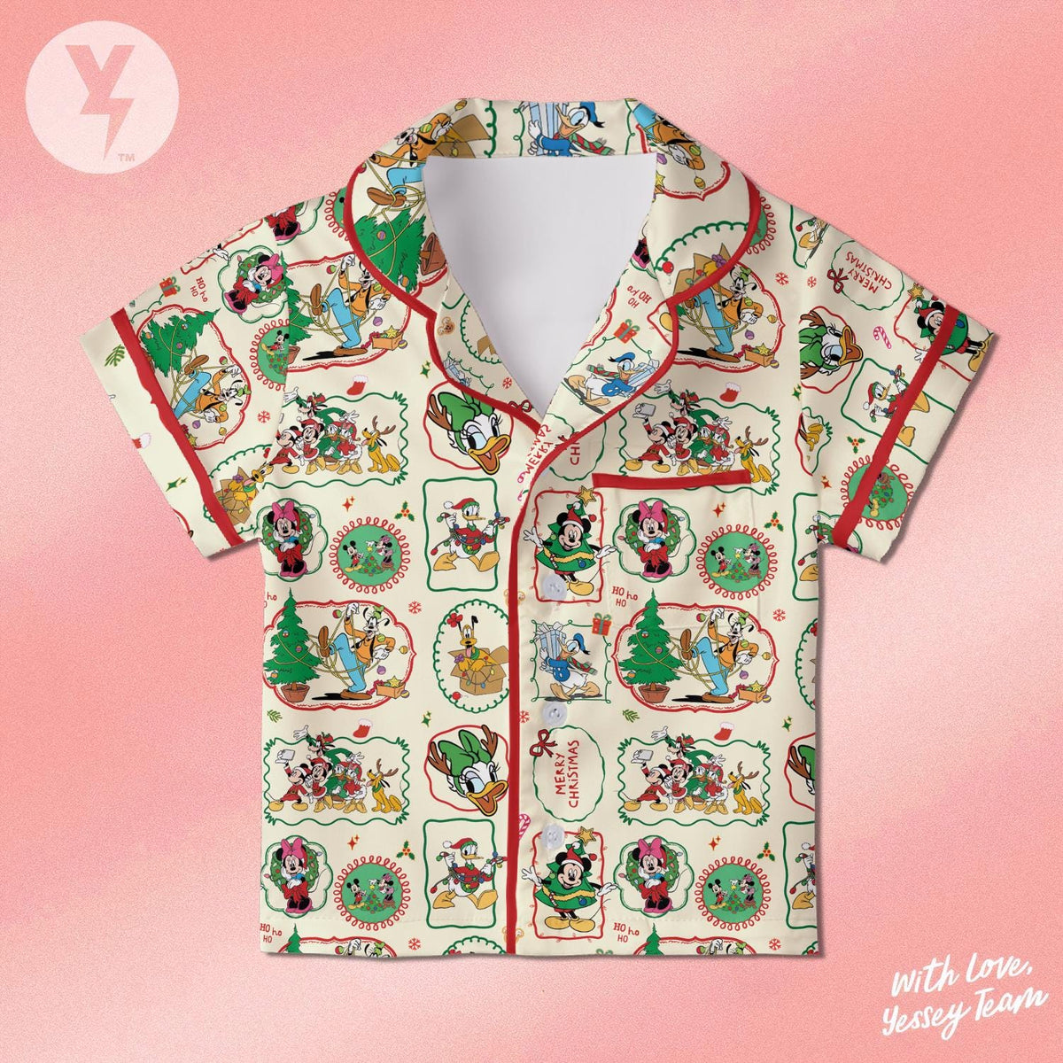 Mickey and Friends Christmas Party Pajamas Set, Mickey's Very Merry Christmas Satin Pajamas, Xmas Retro Disney Mickey and Friends
